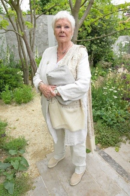 Dame Judi Dench at the Memoria and GreenAcres Transcendence Garden (Photo Credit: Richard Young).