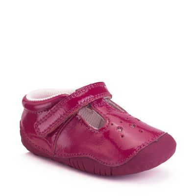 Tumble Cherry red patent baby girls rip-tape t-bar pre-walkers