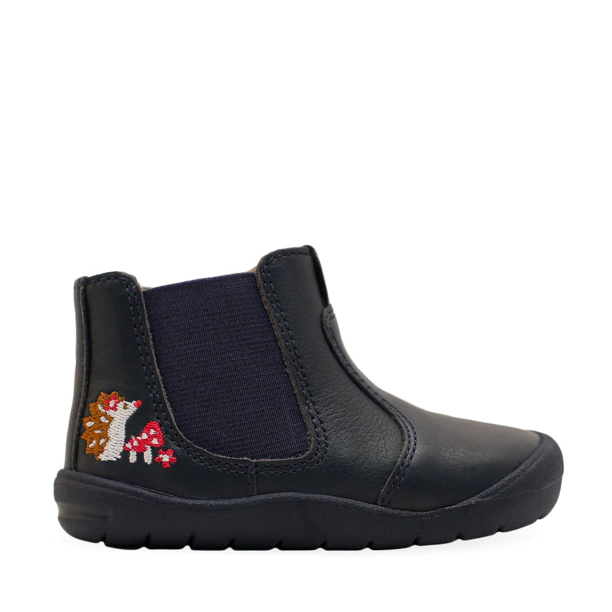 'Friend' in Navy Leather Boot with Hedgehog detail from the exclusive Start-Rite Shoes and JoJo Maman Bébé Collection 