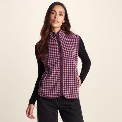 Firth Womens Gingham Midweight Microfleece Gilet - Mauve Gingham