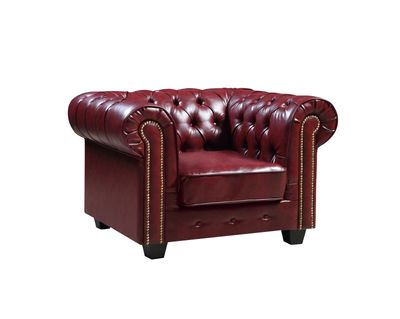 Chesterfield Red Leather Antique Armchair