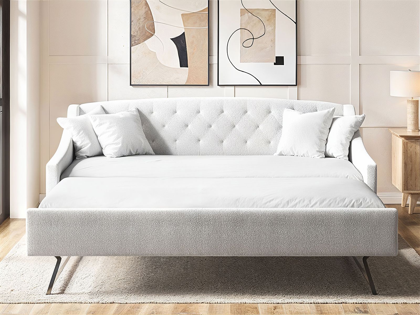 Flair Aurora White Bouclé Daybed