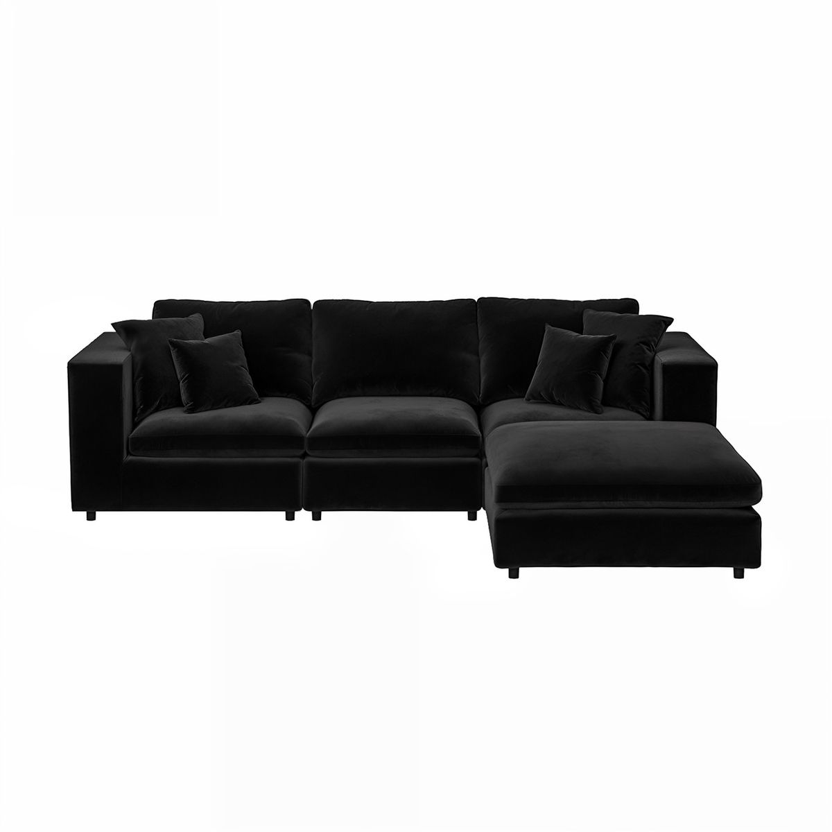 Solace+Co Asher 4 Seater with Reversible Footstool Black Velvet