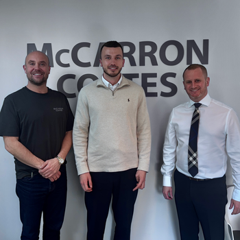 Paul Coates and Ian McCarron, two of the directors of McCarron Coates, welcome new employee, Morgan Bryant.  
