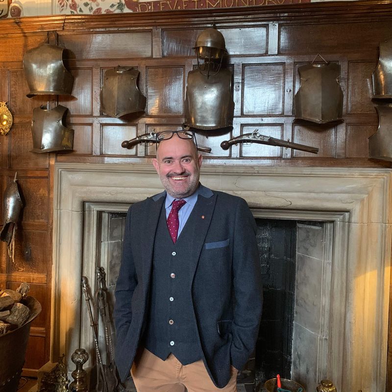 Artist Bob Sutcliffe in the Great Hall at Levens Hall and Gardens, which will host a musicathon of local bands, choirs and musicians, on weekends in December 2024.