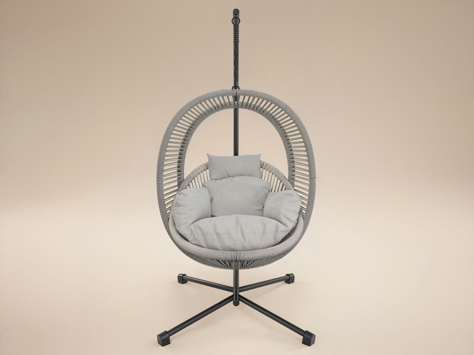 SOLACE+CO Lana Garden Swing Chair Light Grey Rattan