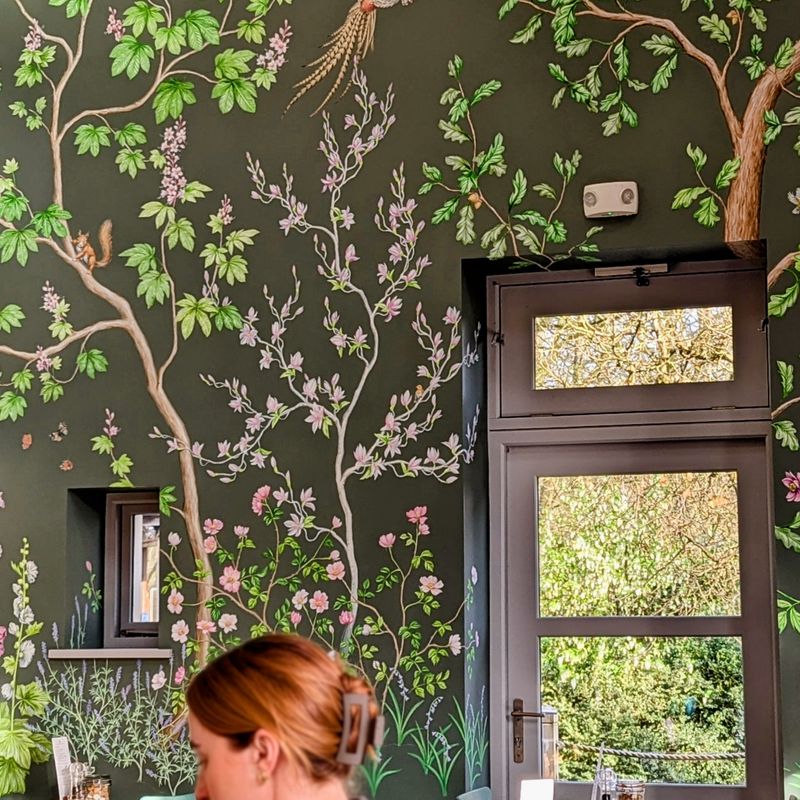 The Freddie Whimsett mural in Levens Kitchen, at Levens Hall and Gardens, the South Lakes, Cumbria.