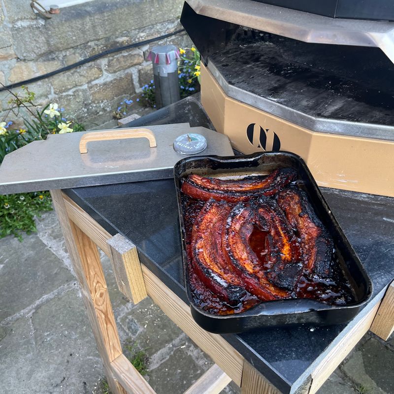 Spicy pork ribs cooked by Orchard Ovens customer, Peter Lowman, in the Fornino 50 oven