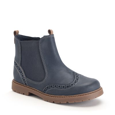 Chelsea Navy leather childrens zip-up boots