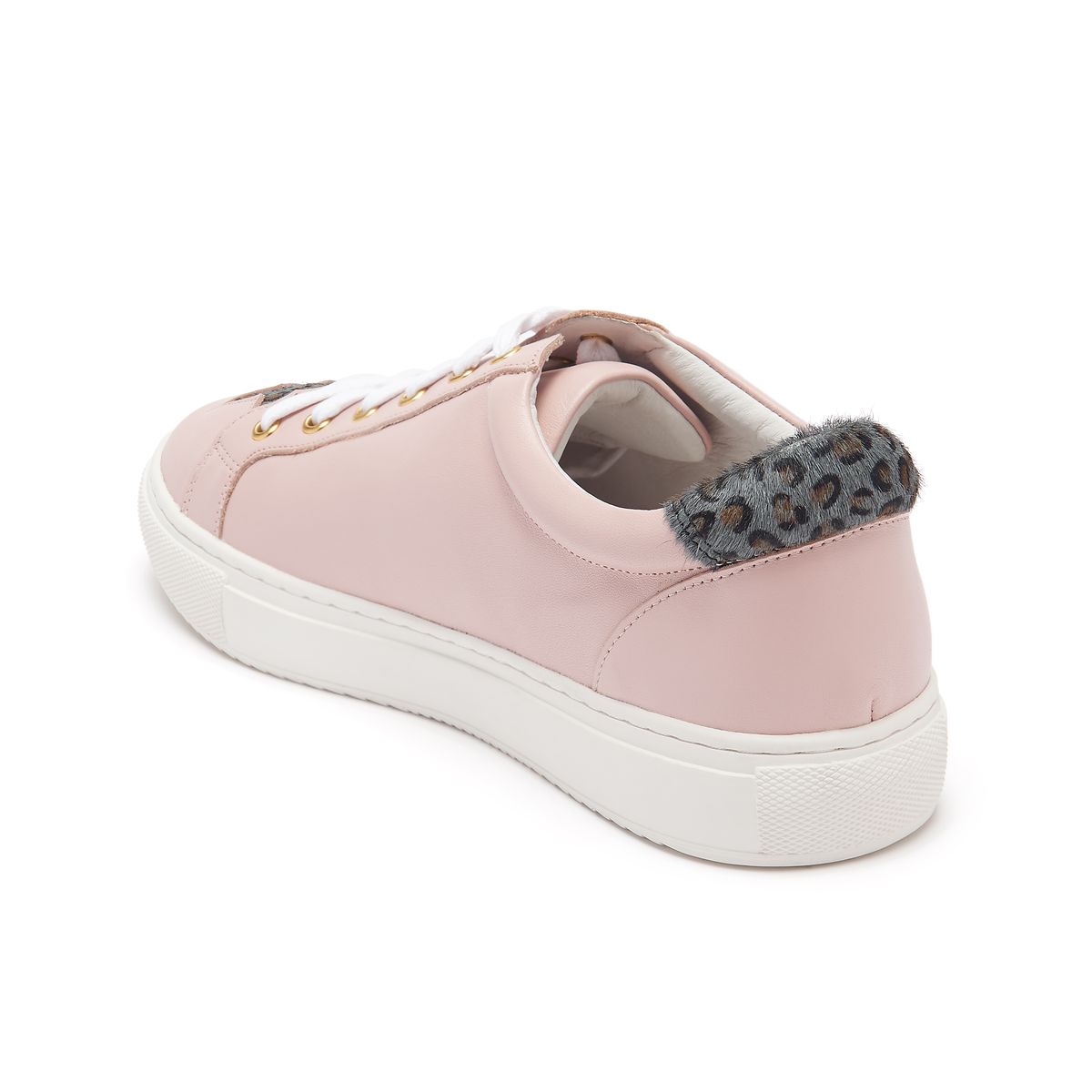 Hoxton pastel pink with grey leopard stars trainers from Cocorose London