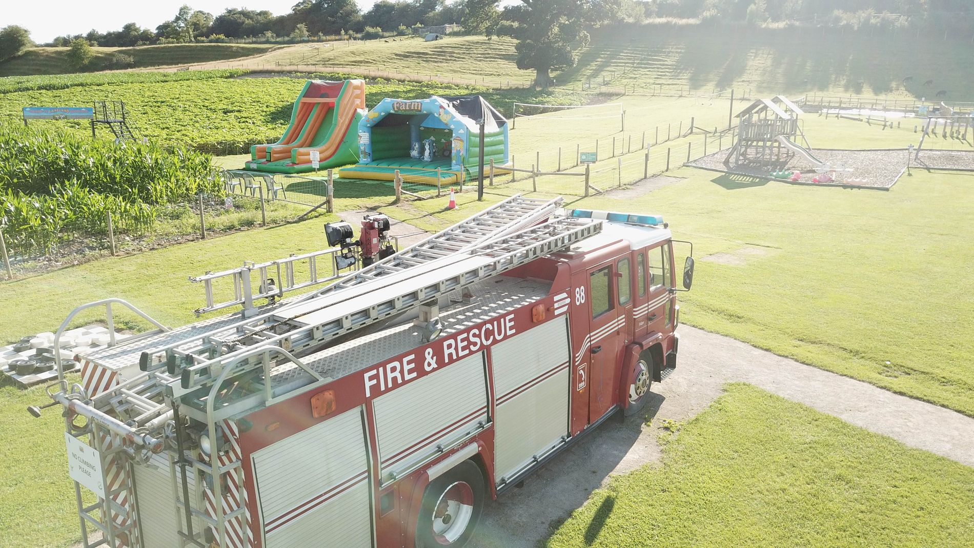 Fire engine  at the Lakeland Maze Farm Park in Sedgwick near Kendal