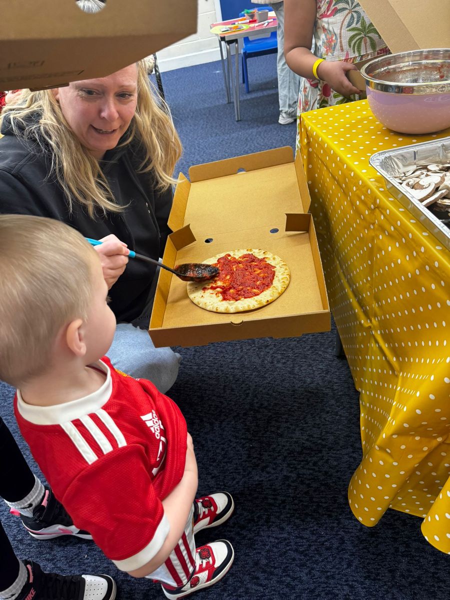 Children making pizza's at YMCA Cheltenham's Easter HAF event in 2026