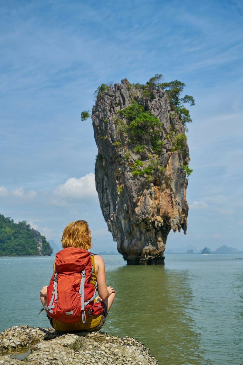 Backpacker in a James Bond location in Thailand, Asia.