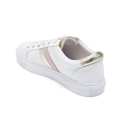 Hoxton Stripes Pink and Gold Leather Low-Top-Trainers