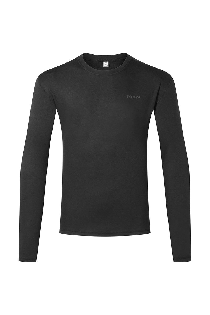 Meru Men's Cashmere Touch Base Layer Set (Top) - Black