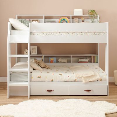 Flair Aviary Bunk Bed with Storage Drawers & Shelves White