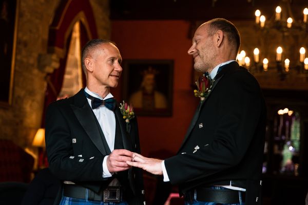 Jason and Craig wed at Langley Castle Hotel
