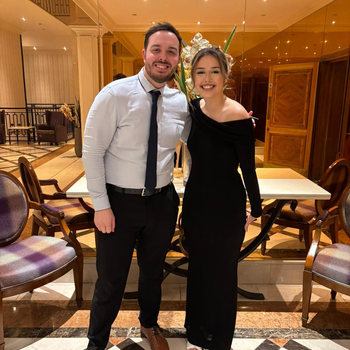 Finalist Lydia Hargrave with Moulton College lecturer Jack Howsin
