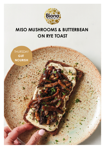 Thursday's Rye Bread lunch idea - Miso Mushrooms & Butter Bean hummus
