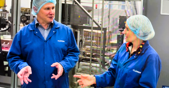 Kate Quilton with Andy Stenton - tour of the Clipper factory.png