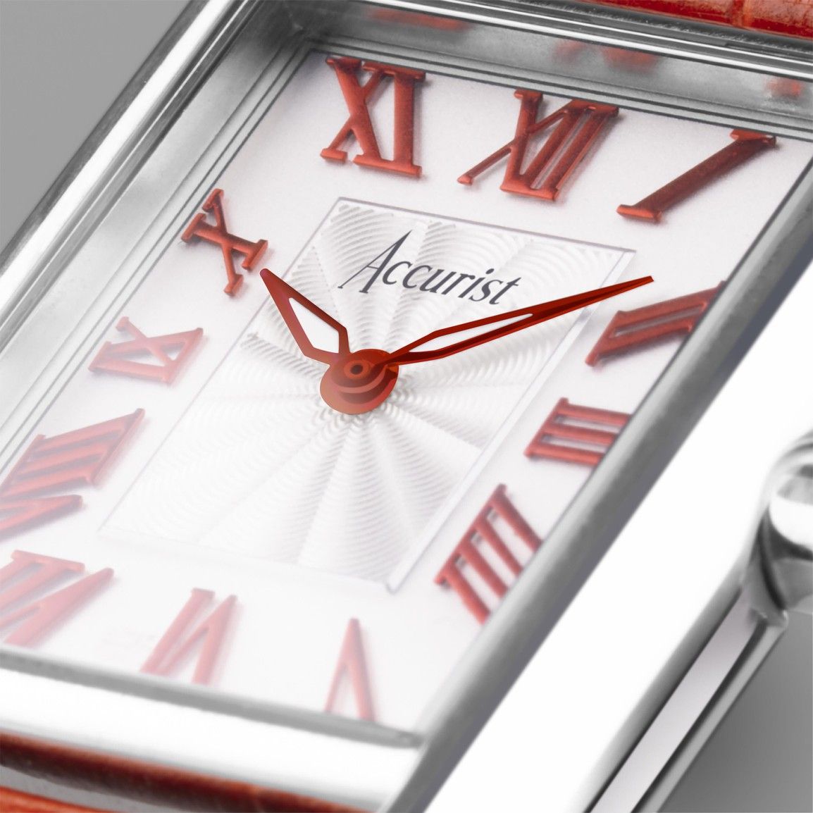 Accurist Coronation Rectangle Ladies Watch Gift Set 26mm | Silver Stainless Steel Bracelet | Navy Leather Strap