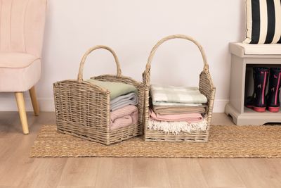 Snug Set Of Two Open Ended Wicker Log Baskets