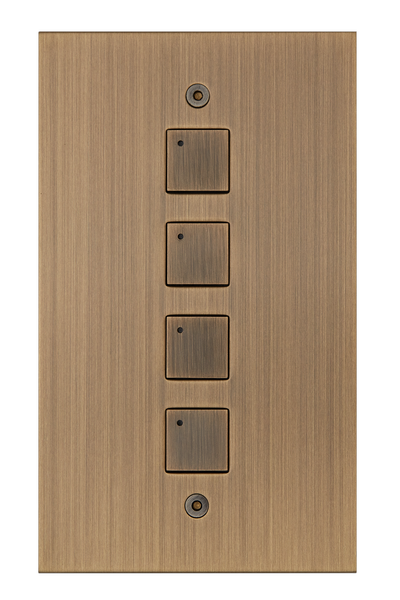 4G low-voltage square button vertical keypad switch with LED, antique brass finish