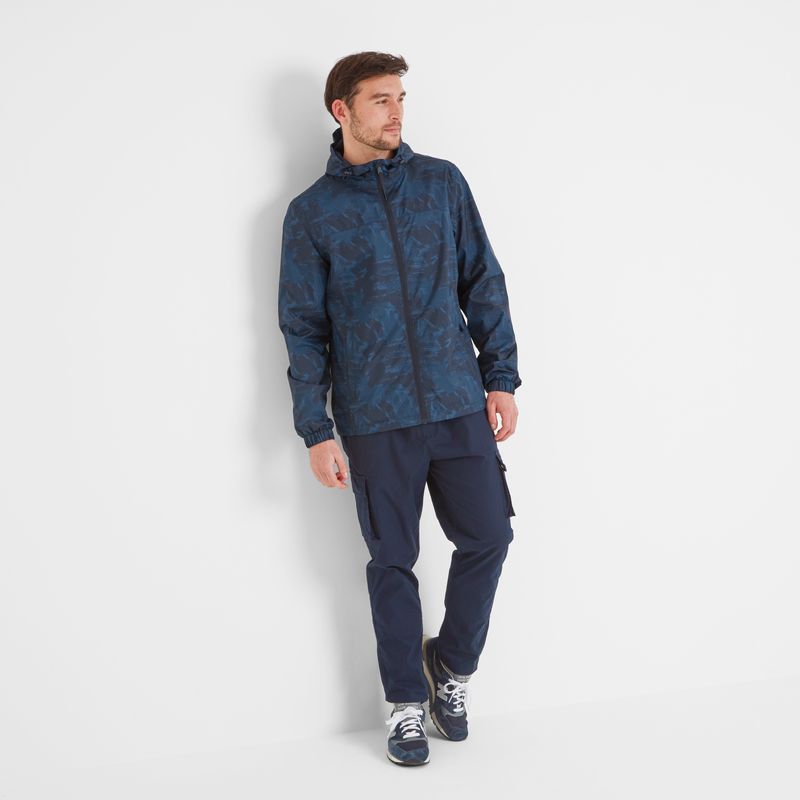 Craven Men's Waterproof Packaway Jacket - Dk Indigo Brushstroke Print