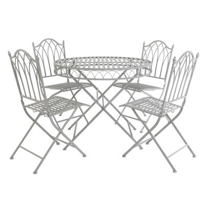 Grey Decorative Rustic Metal 4 Seater Garden Bistro Set
