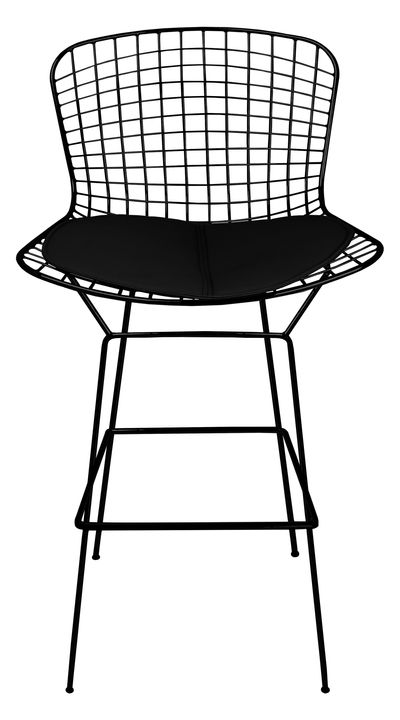 Harry Bertoia Inspired Wire Bar Stool with Black Cushion