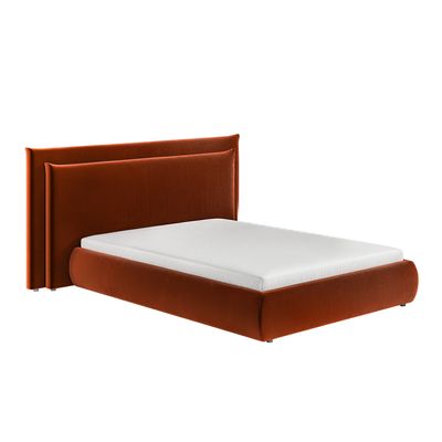 Solace+Co Sigrid Burnt Orange Velvet Cushion Headboard Ottoman Bed