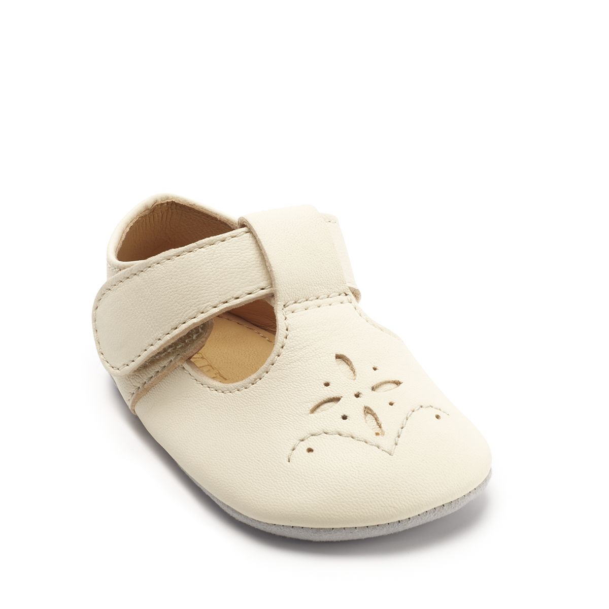 Rhyme Cream leather baby T-bar pre-walking pram shoes