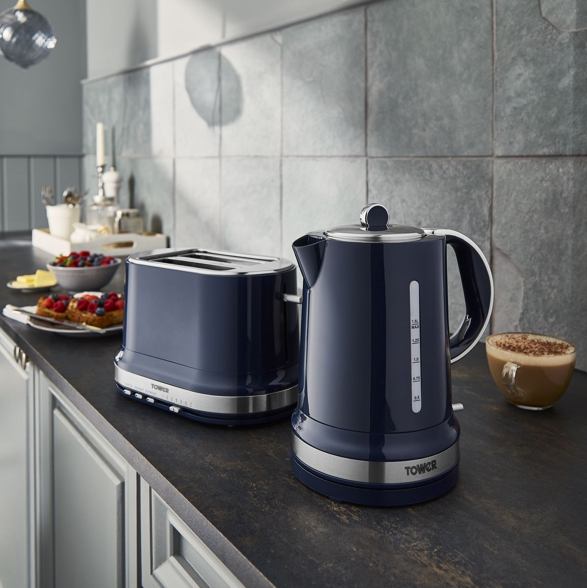 Belle Kettle and Toaster Midnight Blue