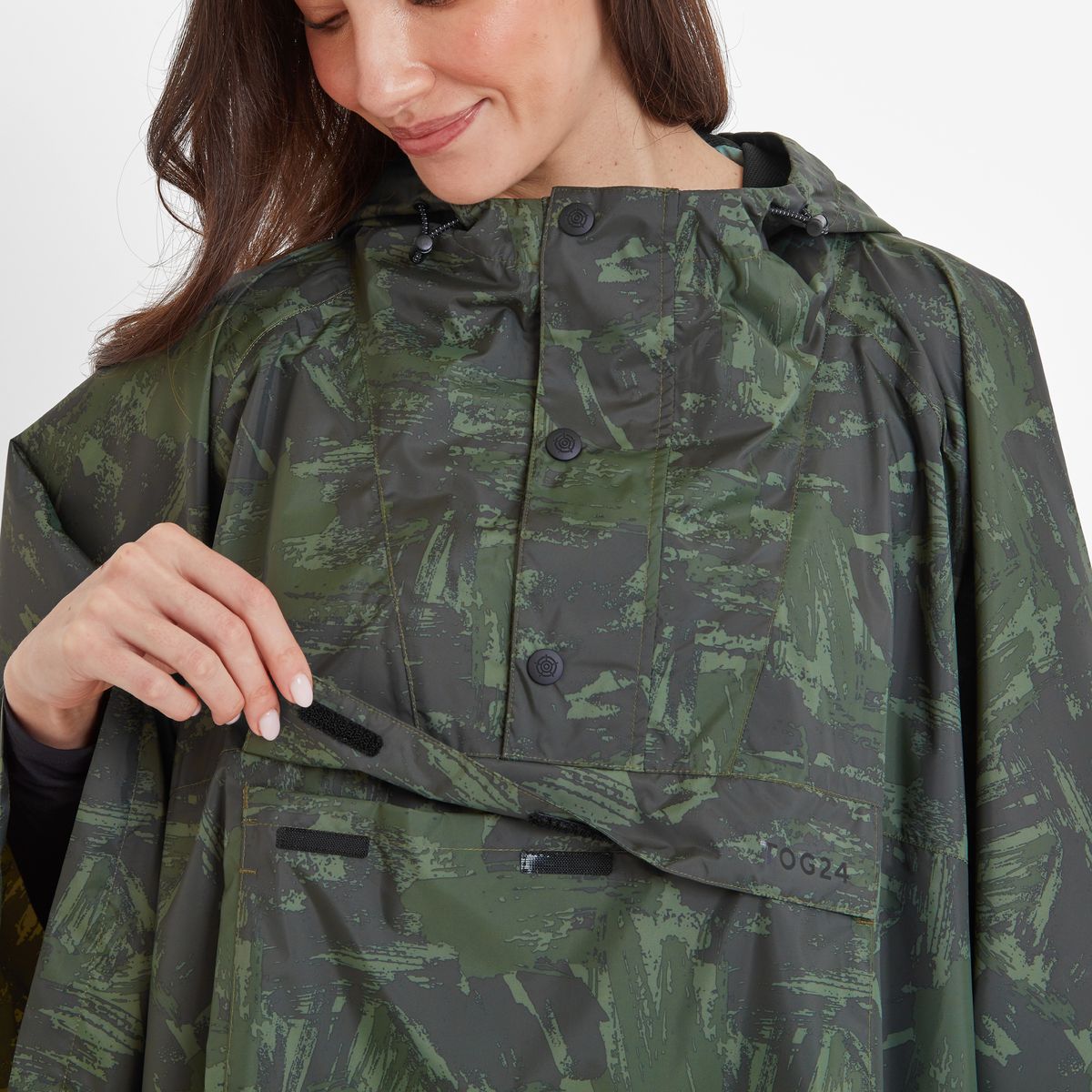 Drench Unisex Poncho - Forage Green Print