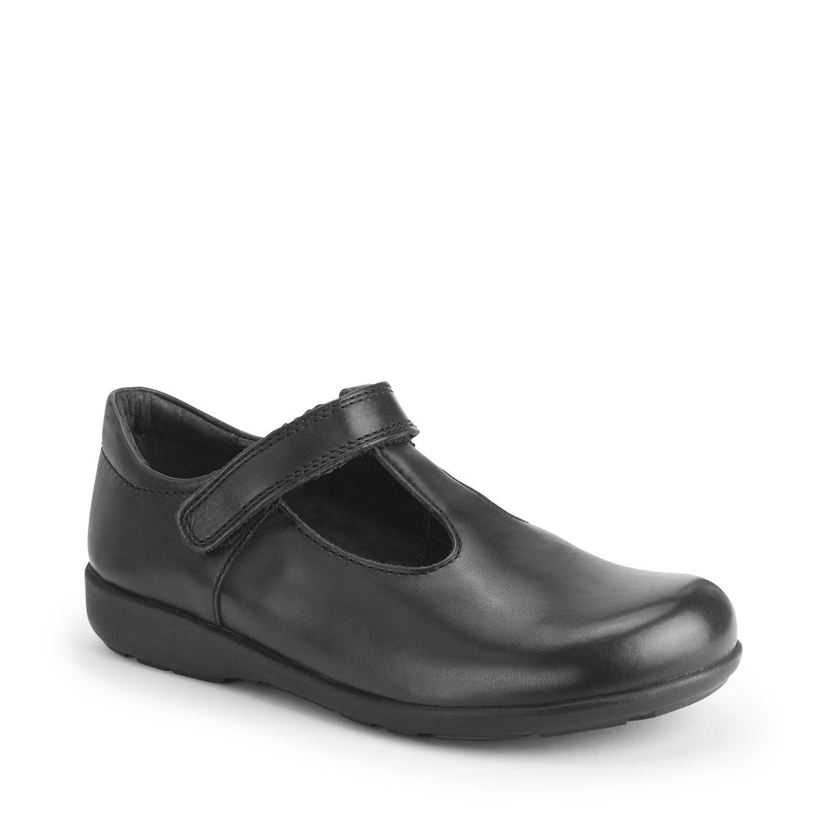 'Lesson' Black leather girls t-bar riptape school shoes from the new Simply by Start-Rite Collection 