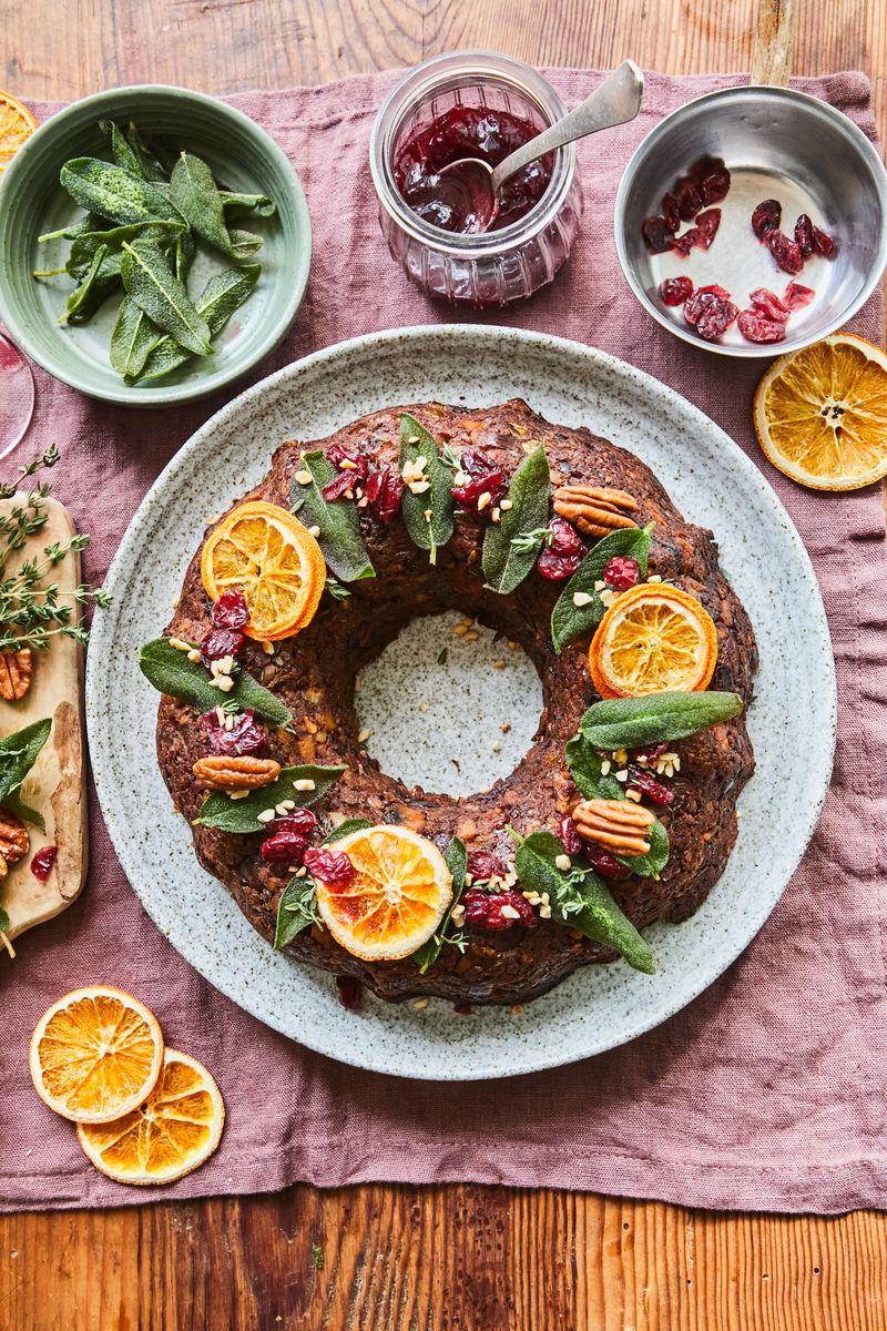 Nut roast wreath with sage crisps