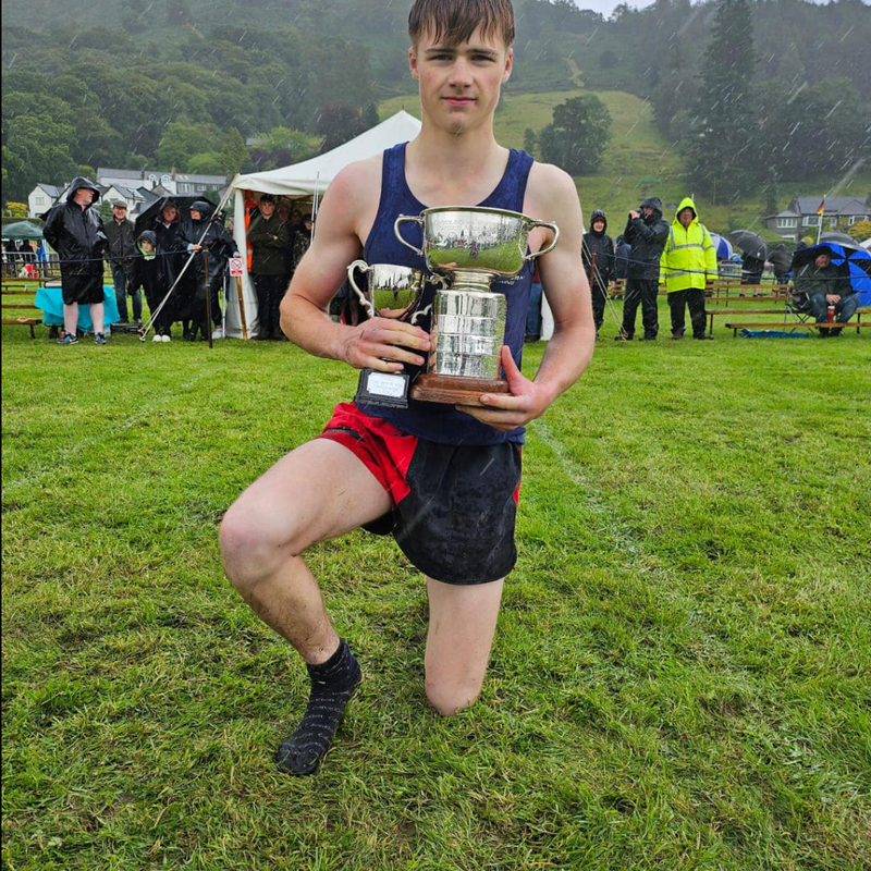 Robbie Pigg, winner of the Men's Under 18 (10 Stones) World Championship at the Grasmere Lakeland Sports and Show 2024.