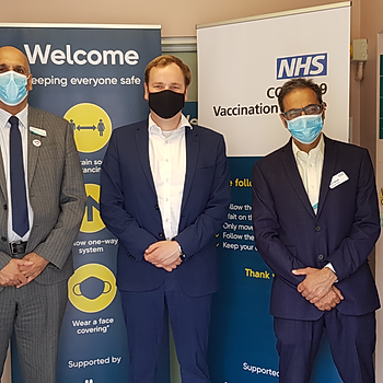 William Wragg (MP for Hazel Grove), visiting the Well Pharmacy Mass Vaccination Centre in Hazel Grove on Friday 2nd July