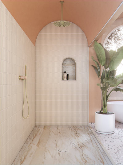 Wall Mounted Shower Mixer in Warm Brass