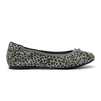 Sandringham Grey Leopard Leather Flats From Cocorose London