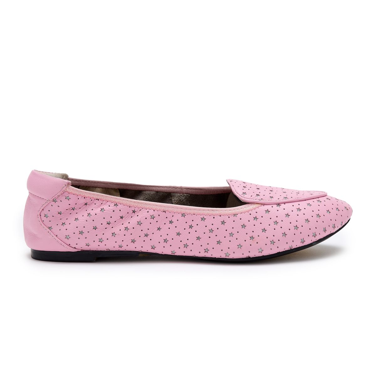  Clapham Pink Leather Loafers with Silver Stars