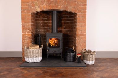 Snug Set Of Two Toned Wicker Log Baskets 