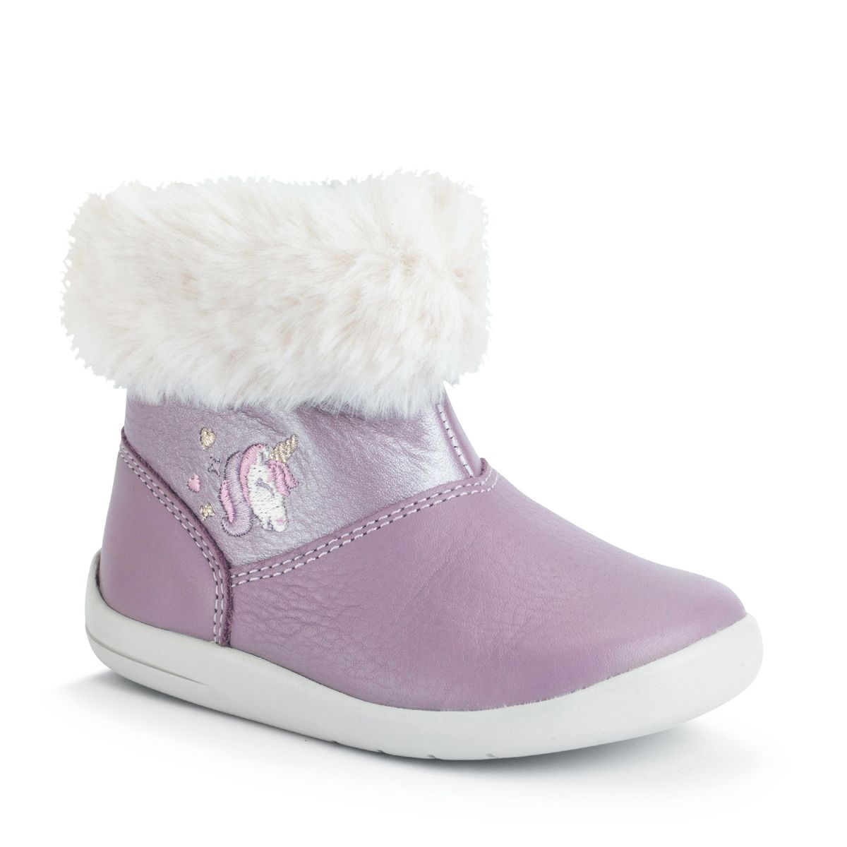 Start-Rite Flurry Mauve leather unicorn girls zip-up first ankle boots
