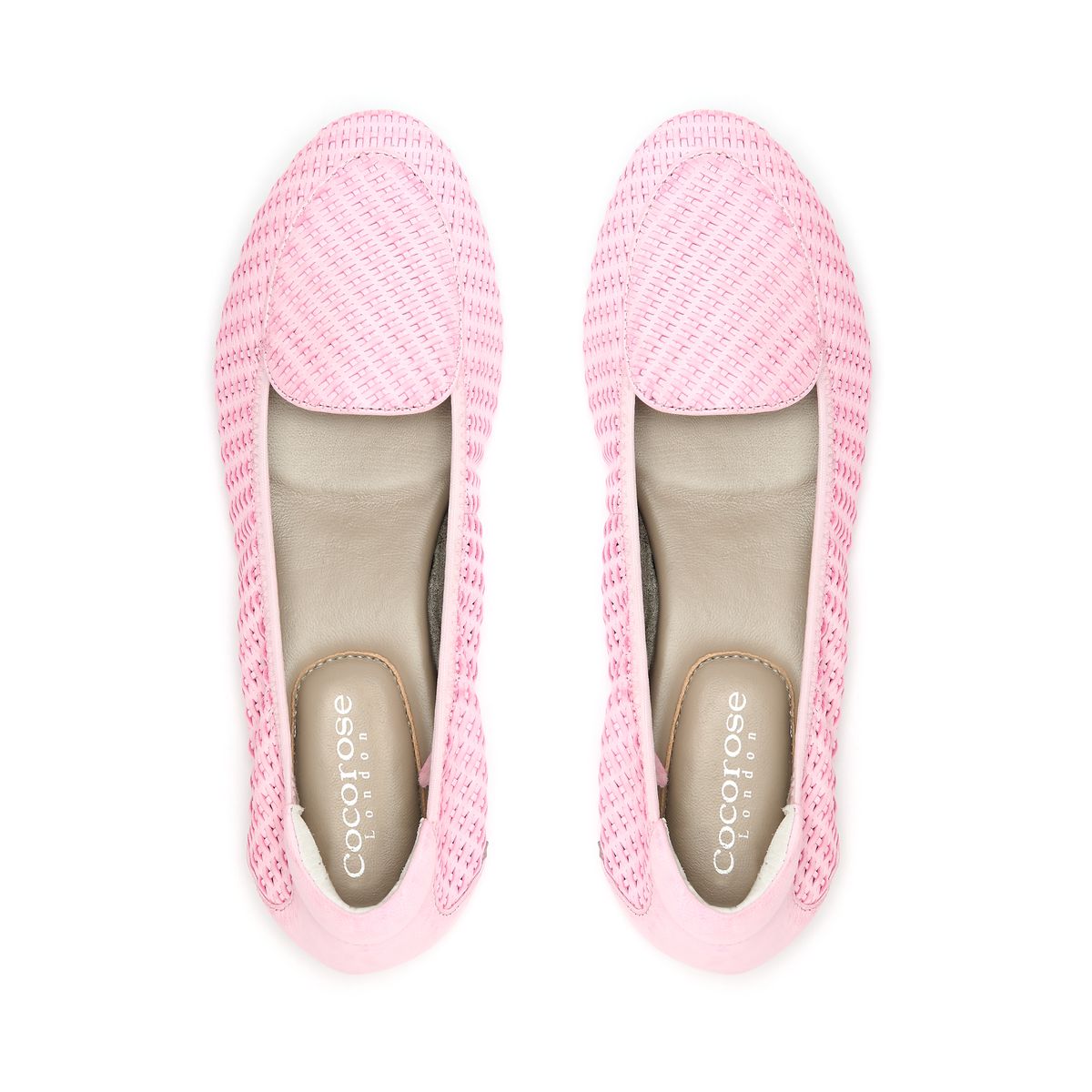 Clapham Pastel Pink Woven Leather Loafers from Cocorose London