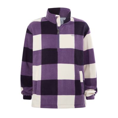 Stones Womens Checkerboard Half Zip Fleece Pullover - Smokey Purple Gingham