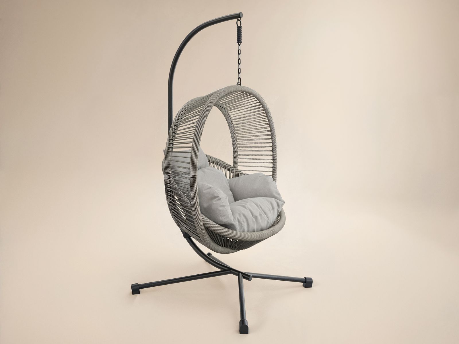 SOLACE+CO Lana Garden Swing Chair Light Grey Rattan