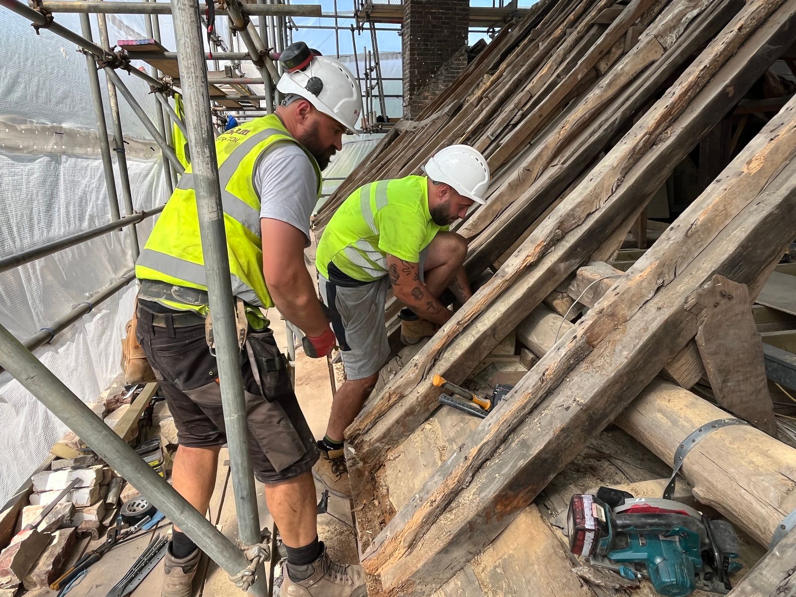 Roof work taking place at All Saints Church.