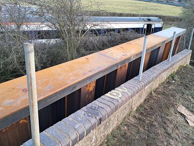 Sheet pile installation site for Sheet Piling (UK) Ltd's specialist SPUK Rail division, at Crewe.