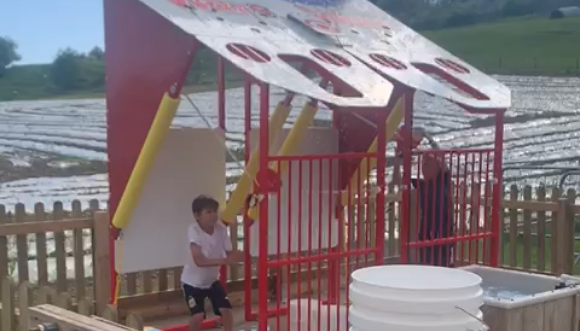 New Water Wars attraction at the Lakeland Maze Farm Park near Kendal, the Lake District