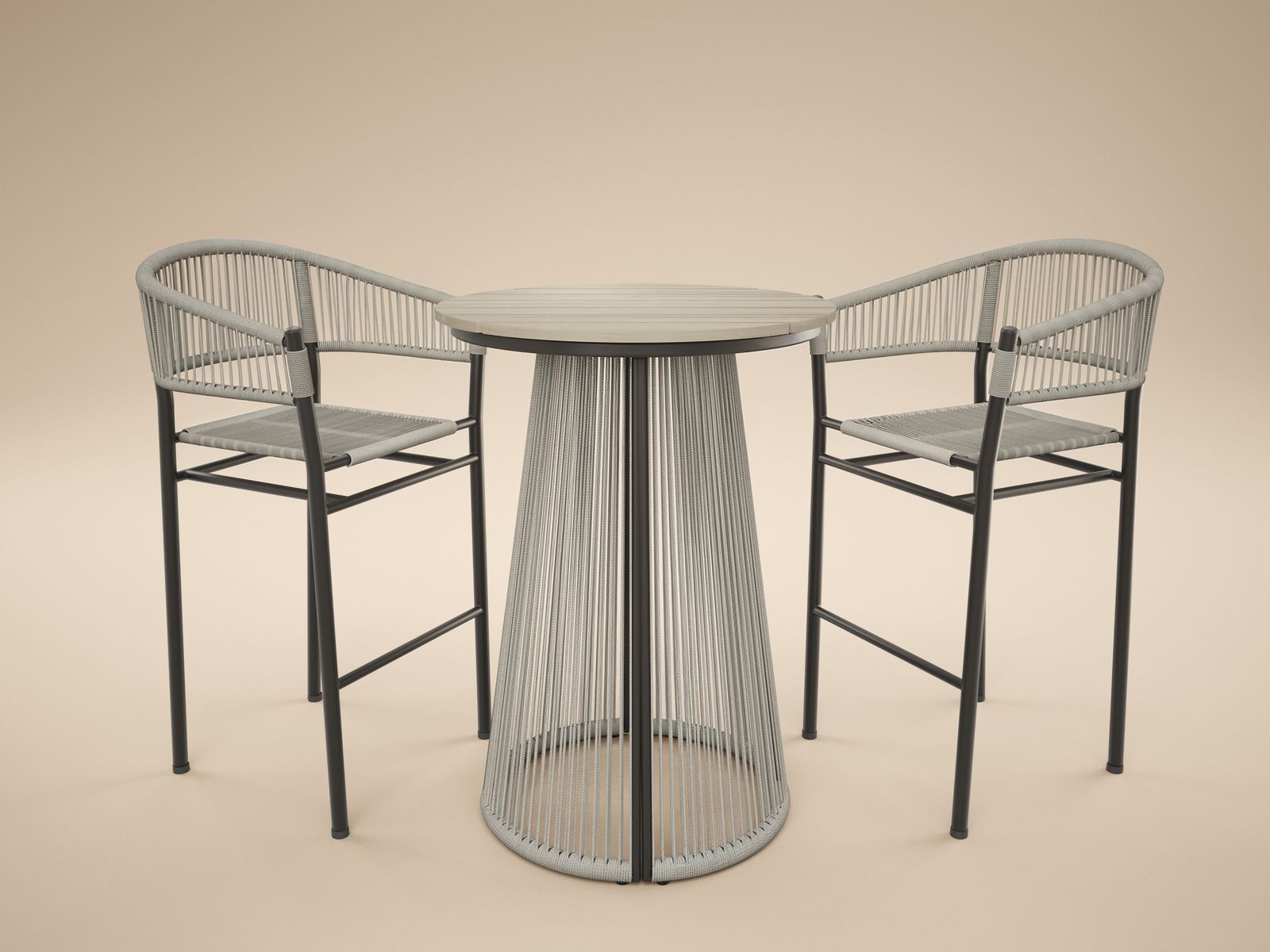 SOLACE+CO Hana Round Table & Lita Chairs Garden Bar Set